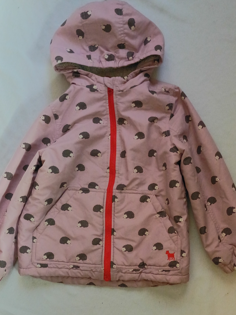 Mini Boden Light Pink Hedgehog Print Jacket
